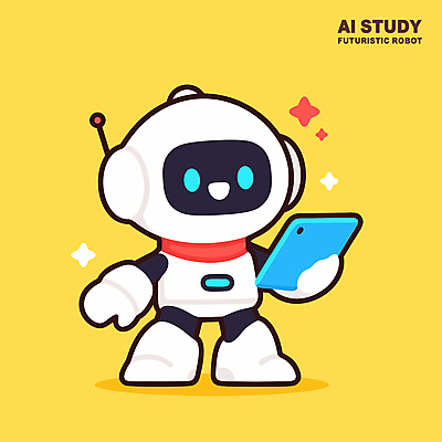 교육 일러스트 미래 미소 들기 사람없음 반짝임 스마트폰 노란색 발전 로봇 첨단 AI_인공지능 일러캐릭터 AI파일 캐릭터 컬러 컨셉 모션 표정 핸드폰 스마트기기 파일형식 벡터