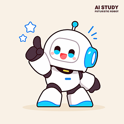 교육 일러스트 미래 미소 사람없음 가리킴 발전 로봇 첨단 AI_인공지능 일러캐릭터 AI파일 캐릭터 컨셉 표정 손짓 파일형식 벡터