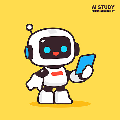 교육 일러스트 미래 미소 들기 사람없음 스마트폰 노란색 발전 로봇 첨단 AI_인공지능 일러캐릭터 AI파일 캐릭터 컬러 컨셉 모션 표정 핸드폰 스마트기기 파일형식 벡터