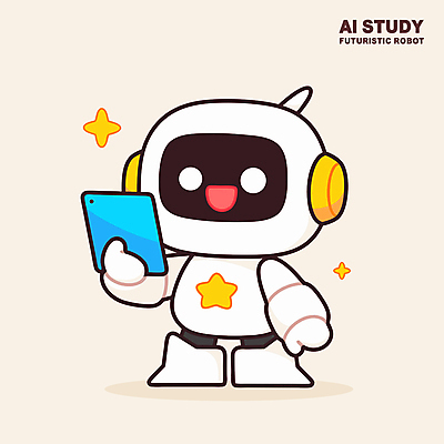 교육 일러스트 미래 미소 들기 사람없음 반짝임 스마트폰 발전 로봇 첨단 AI_인공지능 일러캐릭터 AI파일 캐릭터 컨셉 모션 표정 핸드폰 스마트기기 파일형식 벡터