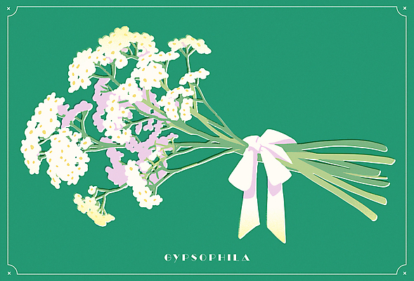 포스터 꽃다발 일러스트 사람없음 초록색 오브젝트 안개꽃 국내일러스트 AI파일 꽃 컬러 한해살이풀 파일형식 벡터