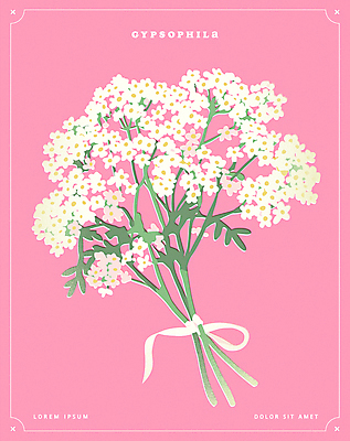 포스터 분홍색 꽃다발 일러스트 사람없음 오브젝트 안개꽃 국내일러스트 AI파일 꽃 컬러 한해살이풀 파일형식 벡터