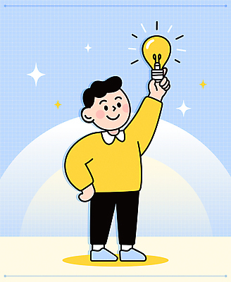 전신 남자 허리손 하늘색 생각 일러스트 전구 아이디어 한명 성인 반짝임 노란색 가리킴 창의력 성인남자한명만 깨달은 국내일러스트 AI파일 1 컬러 포즈 컨셉 모션 사람 손짓 파란색 남자한명만 성인남자만 파일형식 벡터
