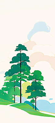JPG 구름 전통 일러스트 풍경 사람없음 초록색 소나무 산수화 산맥 국내일러스트 AI일러스트 AI콘텐츠 자연요소 나무 컬러 산 동양화 파일형식