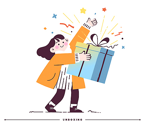 전신 여자 행복 일러스트 폭죽 한명 웃음 들기 이벤트 성인 선물상자 쇼핑 손들기 주황색 즐거움 꽃가루 성인여자한명만 언박싱 국내일러스트 AI파일 1 감정 컬러 모션 표정 선물 사람 상자 가루 여자한명만 성인여자만 파일형식 벡터