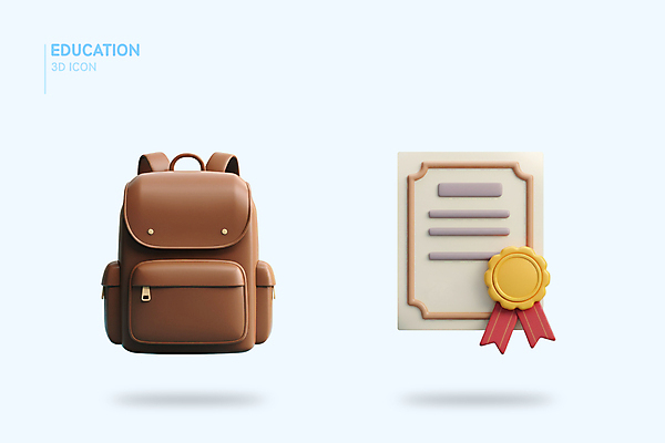 PSD 아이콘 교육 하늘색 책가방 사람없음 3D아이콘 3D 상패 오브젝트 엘리먼트 편집3D 가방 파란색 상_우승 디지털합성 파일형식