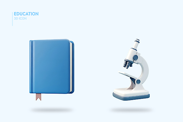 PSD 아이콘 교육 하늘색 현미경 사람없음 책 3D아이콘 3D 오브젝트 북마크 엘리먼트 편집3D 실험기구 파란색 디지털합성 파일형식