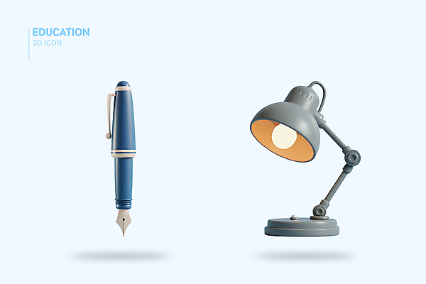 PSD 아이콘 교육 하늘색 사람없음 3D아이콘 만년필 3D 스탠드 오브젝트 엘리먼트 편집3D 조명 파란색 펜 디지털합성 파일형식
