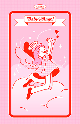 전신 구름 여자 어린이 분홍색 날개 일러스트 발렌타인데이 사랑 한명 소녀 반짝임 손들기 귀여움 하트 큐피드 수호천사 소녀한명만 국내일러스트 천사링 AI파일 자연요소 모양 1 감정 컬러 컨셉 모션 데이이벤트 천사 사람 여자한명만 소녀만 파일형식 벡터