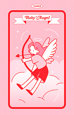 전신 구름 여자 어린이 분홍색 날개 일러스트 발렌타인데이 사랑 한명 소녀 반짝임 귀여움 큐피드 활쏘기 사랑의화살 수호천사 소녀한명만 국내일러스트 천사링 AI파일 자연요소 1 감정 컬러 컨셉 모션 데이이벤트 천사 화살 사람 여자한명만 소녀만 파일형식 벡터