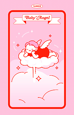 전신 구름 남자 어린이 엎드리기 분홍색 날개 일러스트 천사 발렌타인데이 사랑 한명 소년 반짝임 귀여움 턱괴기 큐피드 수호천사 소년한명만 국내일러스트 AI파일 자연요소 1 감정 컬러 컨셉 모션 데이이벤트 사람 남자한명만 소년만 파일형식 벡터