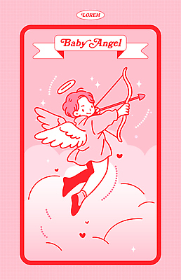 전신 구름 여자 어린이 분홍색 날개 일러스트 발렌타인데이 사랑 한명 소녀 반짝임 귀여움 큐피드 활쏘기 사랑의화살 수호천사 소녀한명만 국내일러스트 천사링 AI파일 자연요소 1 감정 컬러 컨셉 모션 데이이벤트 천사 화살 사람 여자한명만 소녀만 파일형식 벡터