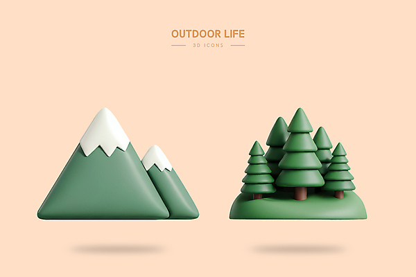 PSD 나무 아이콘 자연 산 아웃도어 사람없음 3D아이콘 3D 엘리먼트 편집3D 식물 디지털합성 생태계 파일형식