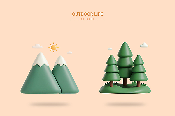 PSD 나무 구름 아이콘 자연 산 아웃도어 잔디 사람없음 3D아이콘 태양 3D 엘리먼트 편집3D 자연요소 식물 디지털합성 생태계 파일형식