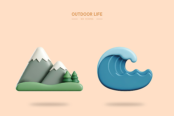 PSD 나무 아이콘 파도 자연 산 아웃도어 사람없음 3D아이콘 3D 엘리먼트 편집3D 식물 바다 디지털합성 생태계 파일형식