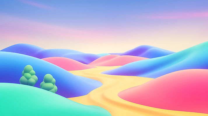 JPG 나무 편집이미지 하늘 풍경 사람없음 컬러풀 3D 언덕 질감 환상 편집3D AI컴퓨터그래픽 AI콘텐츠 식물 컬러 컨셉 디지털합성 파일형식