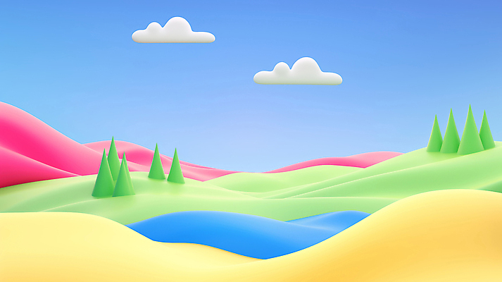 JPG 나무 구름 편집이미지 하늘 풍경 사람없음 컬러풀 3D 언덕 질감 환상 편집3D AI컴퓨터그래픽 AI콘텐츠 자연요소 식물 컬러 컨셉 디지털합성 파일형식