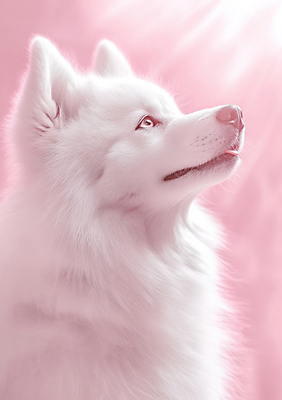 JPG 편집이미지 반려견 분홍색 관리 사람없음 빛 귀여움 사모예드 애견미용 편집실사 AI포토 AI콘텐츠 컬러 컨셉 반려동물 뷰티 개 CG 파일형식