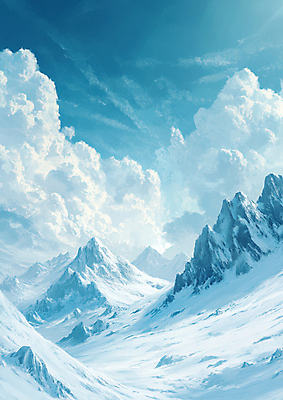 JPG 구름 편집이미지 설경 자연 하늘 사람없음 파란색 눈 설산 편집실사 AI포토 AI콘텐츠 자연요소 컬러 겨울 날씨 산 풍경 CG 생태계 파일형식