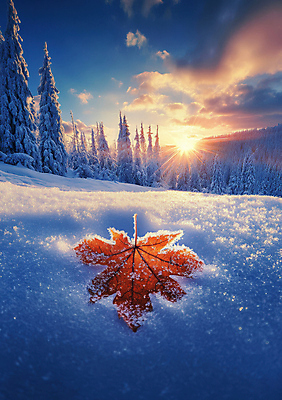 JPG 나무 구름 편집이미지 단풍 낙엽 겨울 자연 사람없음 태양 노을 설원 숲 서리 편집실사 AI컴퓨터그래픽 AI콘텐츠 자연요소 식물 계절 잎 눈_날씨 CG 생태계 파일형식