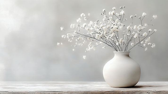 JPG 편집이미지 화분 탁자 선물 사람없음 고요 흰색 편안함 편집실사 AI포토 AI콘텐츠 컬러 가구 감각 CG 파일형식