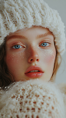 JPG 편집이미지 응시 여자 패션 얼굴 겨울 한명 상반신 성인 반짝임 디지털합성 니트 비니 방한 아이보리 의료성형뷰티 성인여자한명만 편집실사 AI인물포토 AI콘텐츠 모자_잡화 1 시선 계절 컬러 상의 모션 사람 신체부위 추위 CG 여자한명만 성인여자만 파일형식 AI포토