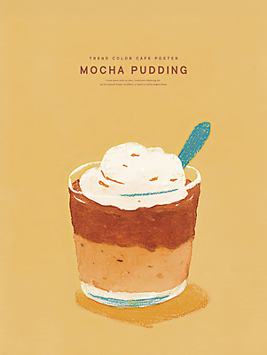 PSD 그릇 일러스트 페인팅 그림자 사람없음 갈색 유행 숟가락 카페 생크림 티라미수 2025년 트렌드컬러 국내일러스트 2025트렌드 모카무스 식기 컬러 디저트 수저 상점 연도 크림 파일형식