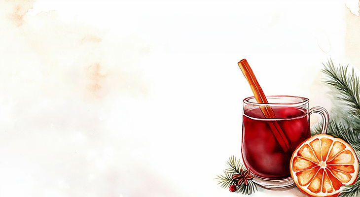 JPG 겨울 오렌지 일러스트 잔 수채화 따뜻함 사람없음 빨간색 번짐 솔잎 시나몬 카피스페이스 뱅쇼 국내일러스트 AI일러스트 AI콘텐츠 식기 계절 컬러 잎 과일 와인 공백 파일형식 효과