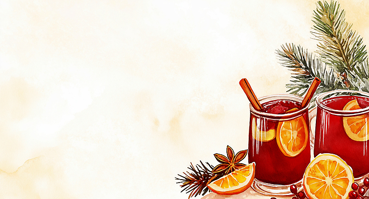 JPG 열매 겨울 오렌지 일러스트 잔 수채화 따뜻함 사람없음 빨간색 번짐 솔잎 시나몬 카피스페이스 뱅쇼 국내일러스트 AI일러스트 AI콘텐츠 식물 식기 계절 컬러 잎 과일 와인 공백 파일형식 효과