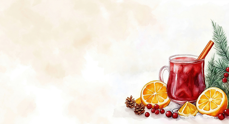 JPG 열매 겨울 오렌지 일러스트 잔 수채화 따뜻함 사람없음 빨간색 번짐 솔방울 솔잎 시나몬 카피스페이스 뱅쇼 국내일러스트 AI일러스트 AI콘텐츠 식물 식기 계절 컬러 잎 과일 와인 공백 파일형식 효과