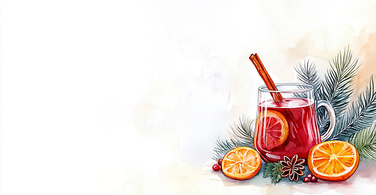 JPG 열매 겨울 오렌지 일러스트 잔 수채화 따뜻함 사람없음 빨간색 번짐 솔잎 시나몬 카피스페이스 뱅쇼 국내일러스트 AI일러스트 AI콘텐츠 식물 식기 계절 컬러 잎 과일 와인 공백 파일형식 효과