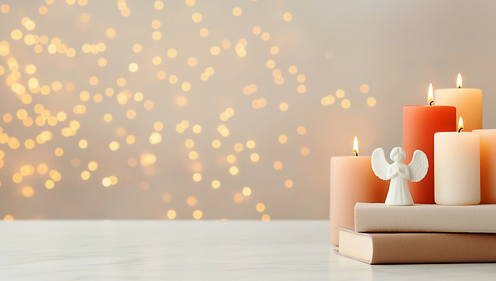 JPG 편집이미지 기독교 촛불 사람없음 성경 천주교 기도 보케 베이지색 천사모양 천사상 편집실사 AI포토 AI콘텐츠 모양 종교 컬러 초 종교용품 조각상 CG 파일형식