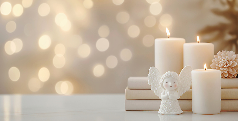 JPG 편집이미지 꽃 기독교 촛불 사람없음 성경 천주교 기도 보케 베이지색 천사모양 천사상 편집실사 AI포토 AI콘텐츠 모양 식물 종교 컬러 초 종교용품 조각상 CG 파일형식