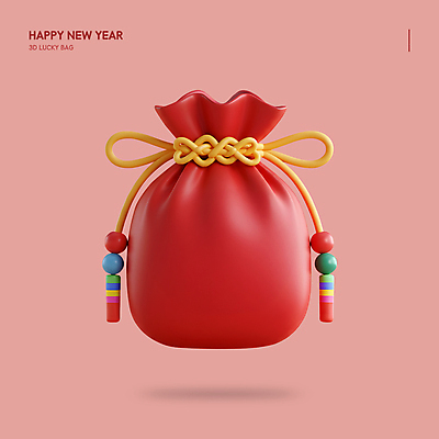 PSD 편집이미지 한국전통 새해 복주머니 사람없음 빨간색 설날 매듭 해피뉴이어 세뱃돈 편집3D 전통 명절 컬러 전통소품 한국 3D 새해인사 파일형식