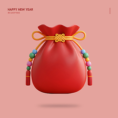 PSD 편집이미지 한국전통 새해 복주머니 사람없음 빨간색 설날 매듭 해피뉴이어 세뱃돈 편집3D 전통 명절 컬러 전통소품 한국 3D 새해인사 파일형식