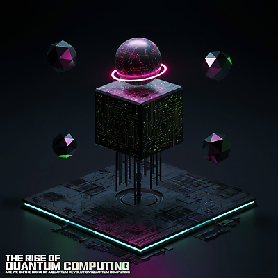 PSD 편집이미지 미래 사람없음 빛 반사 검은색 어둠 과학기술 원형 큐브 입체 육면체 네온 전자회로 공중부양 양자컴퓨터 사이버펑크 이미지편집 도형 컬러 컨셉 기술 컴퓨터 회로판 파일형식 SF