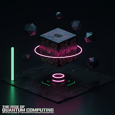 PSD 편집이미지 미래 사람없음 빛 검은색 어둠 과학기술 큐브 입체 육면체 네온 전자회로 공중부양 미니멀 양자컴퓨터 사이버펑크 이미지편집 도형 컬러 컨셉 기술 컴퓨터 회로판 파일형식 SF