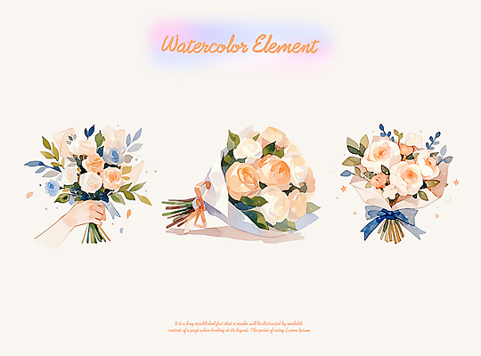 PSD 손 리본 꽃다발 잎 일러스트 붓터치 수채화 들기 신체부위 엘리먼트 국내일러스트 식물 꽃 모션 사람 파일형식