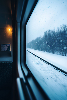 JPG 나무 편집이미지 설경 창문 사람없음 기찻길 기차 눈 숲 편집실사 AI포토 AI콘텐츠 자연요소 식물 육상교통 겨울 날씨 대중교통 풍경 CG 파일형식