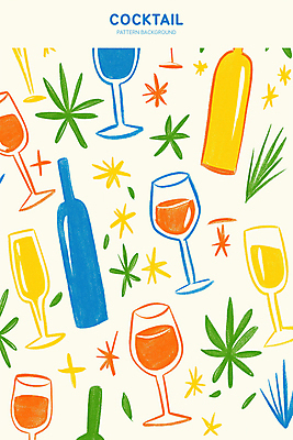 PSD 백그라운드 잎 와인잔 일러스트 술병 사람없음 칵테일 트로피컬아트 국내일러스트 식물 술잔 병_용기 주류 그림 파일형식