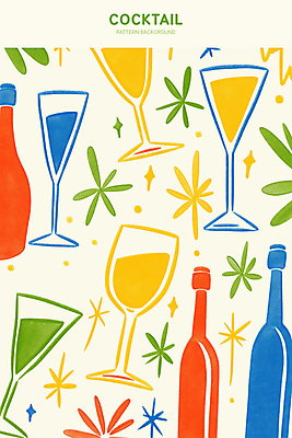 PSD 백그라운드 잎 와인잔 일러스트 술병 사람없음 반짝임 칵테일 칵테일잔 트로피컬아트 국내일러스트 식물 술잔 모션 병_용기 주류 그림 파일형식