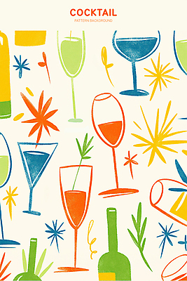 PSD 백그라운드 잎 와인잔 일러스트 술병 사람없음 칵테일 칵테일잔 트로피컬아트 국내일러스트 식물 술잔 병_용기 주류 그림 파일형식