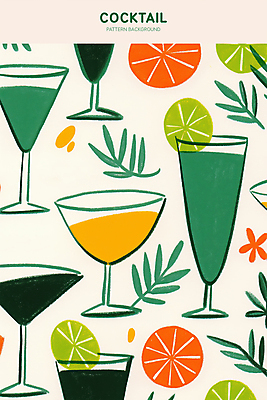 PSD 백그라운드 잎 일러스트 사람없음 칵테일 칵테일잔 라임 트로피컬아트 국내일러스트 식물 술잔 과일 주류 그림 파일형식