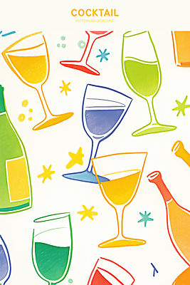 PSD 백그라운드 와인잔 일러스트 사람없음 칵테일 와인병 트로피컬아트 국내일러스트 술잔 병_용기 주류 와인 그림 파일형식