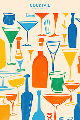 PSD 백그라운드 일러스트 술병 사람없음 칵테일 칵테일잔 트로피컬아트 국내일러스트 술잔 병_용기 주류 그림 파일형식