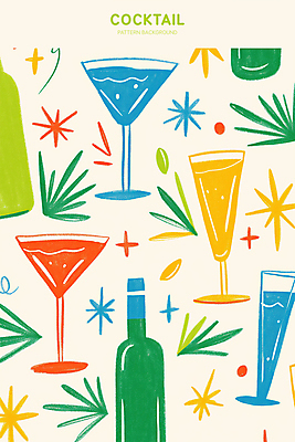 PSD 백그라운드 일러스트 술병 사람없음 칵테일 칵테일잔 트로피컬아트 국내일러스트 술잔 병_용기 주류 그림 파일형식