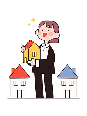 전신 여자 일러스트 부동산 안내 주택 한명 서기 미소 들기 성인 반짝임 중개업자 성인여자한명만 국내일러스트 AI파일 1 모션 표정 사람 건물 재산 경영자 여자한명만 성인여자만 파일형식 벡터