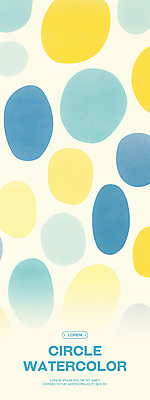 PSD 세로배너 백그라운드 일러스트 추상 수채화 사람없음 파란색 노란색 원형 국내일러스트 도형 배너 컬러 무늬 세로 파일형식