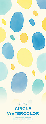 PSD 세로배너 백그라운드 일러스트 추상 수채화 사람없음 파란색 노란색 원형 국내일러스트 도형 배너 컬러 무늬 세로 파일형식