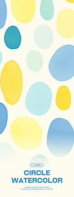 PSD 세로배너 백그라운드 일러스트 추상 수채화 사람없음 파란색 노란색 원형 국내일러스트 도형 배너 컬러 무늬 세로 파일형식